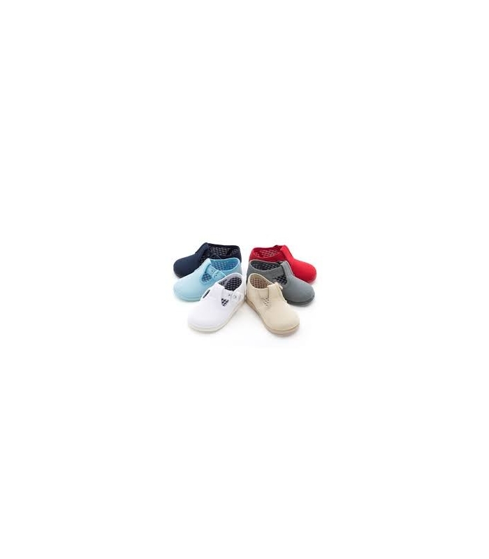 Lona sandalia azul blanca