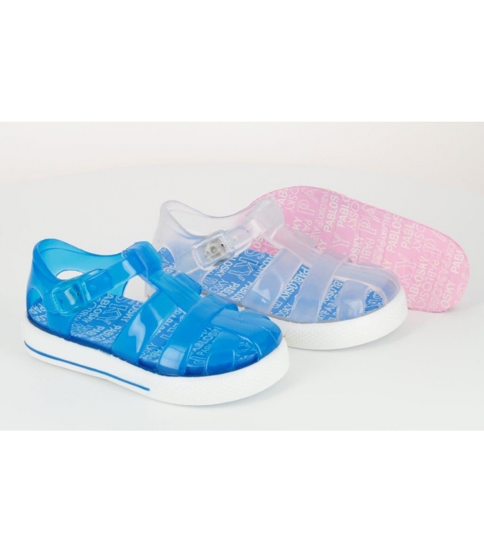 Cangrejera transparente rosa-azul