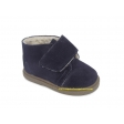 Bota serraje azul marino con moña de pelo
