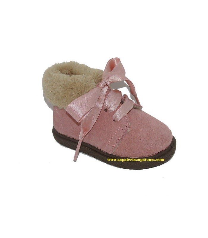 Bota serraje rosa con pelo