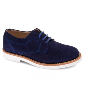 Zapato con cordones serraje azul marino