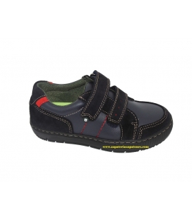 Zapato deportivo piel-serraje azul marino