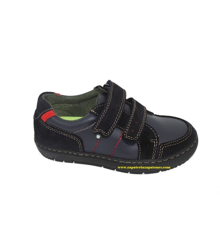 Zapato deportivo piel-serraje azul marino