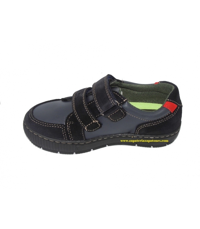 Zapato deportivo piel-serraje azul marino