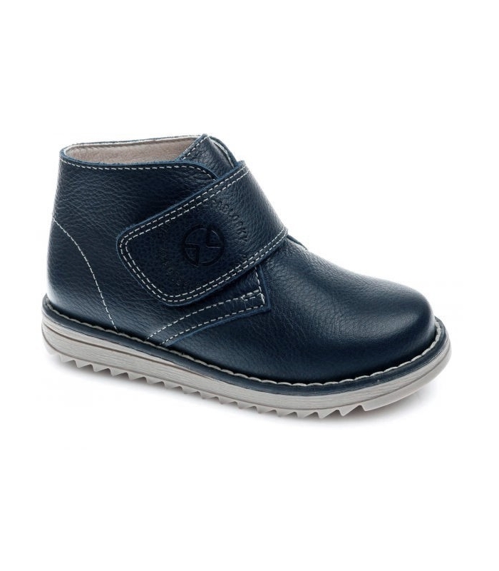Bota piel azul marino velcro