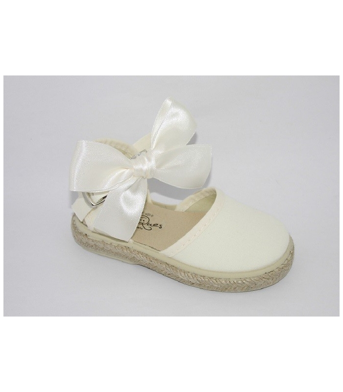 Esparteña piqué beige con lazo