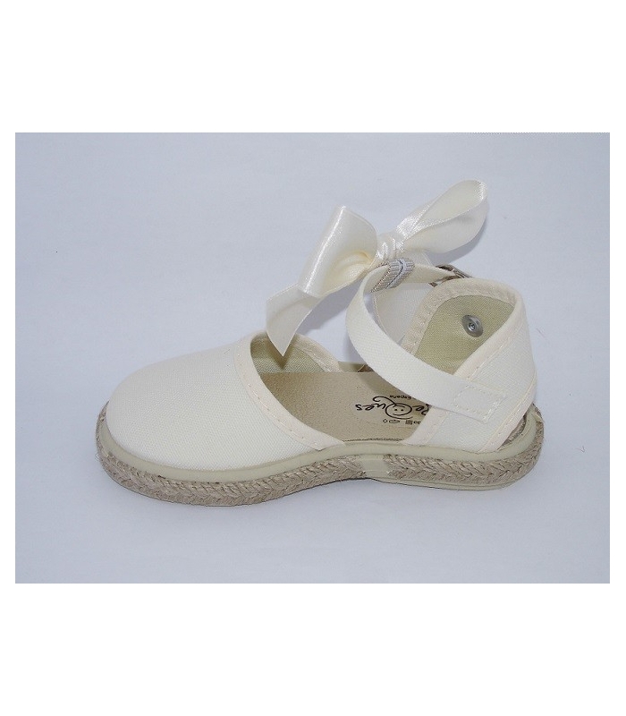 Esparteña piqué beige con lazo