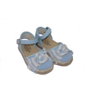 Esparteña piqué celeste con lazo