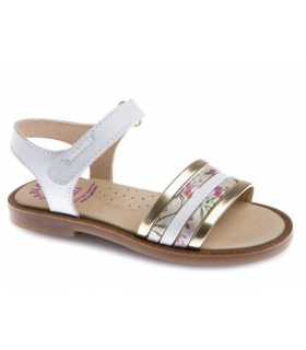 Sandalia piel blanca combinada