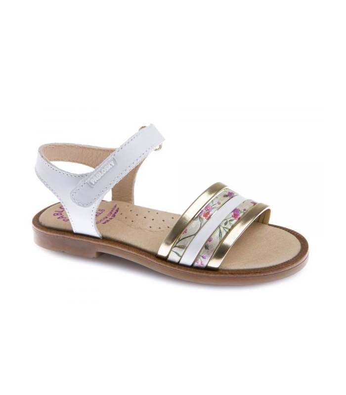Sandalia piel blanca combinada