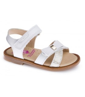 Sandalia piel blanco-plata