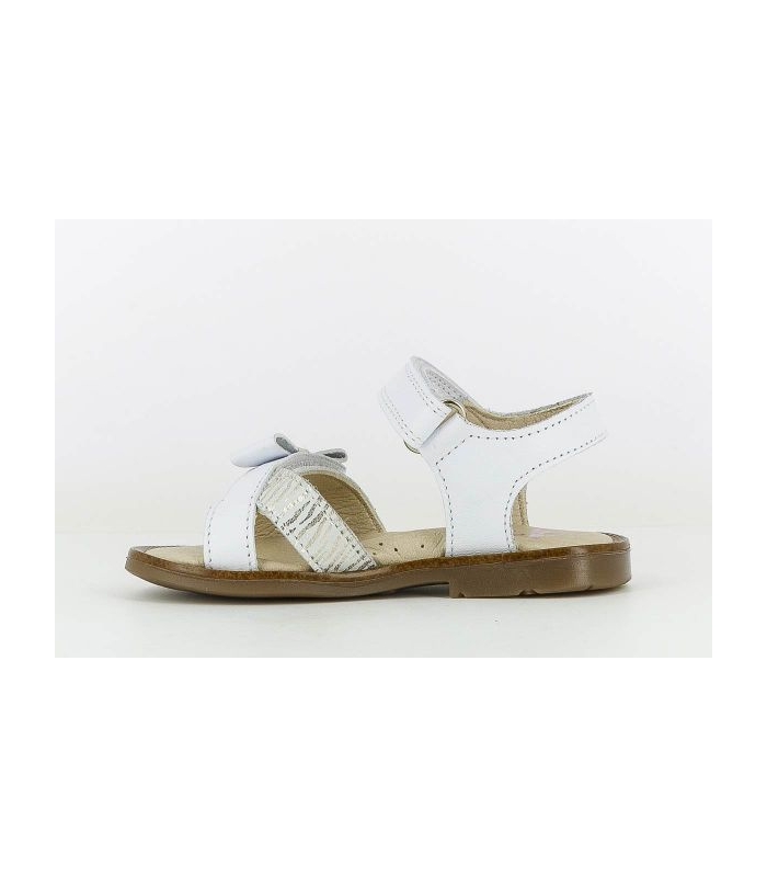 Sandalia piel blanco-plata