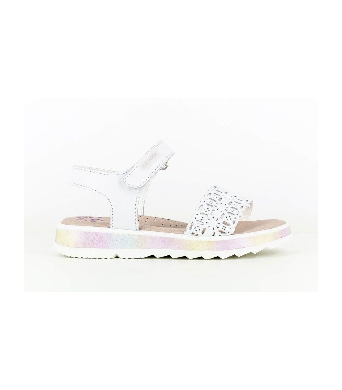 Sandalia piel blanco troquelada Pablosky