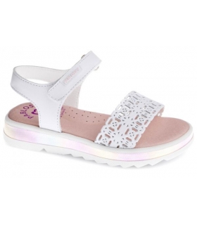 Sandalia piel blanco troquelada Pablosky