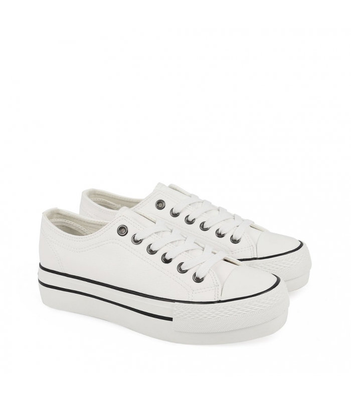 Zapatilla polipiel blanca con plataforma Chika10