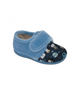 Zapatilla de casa azul animal