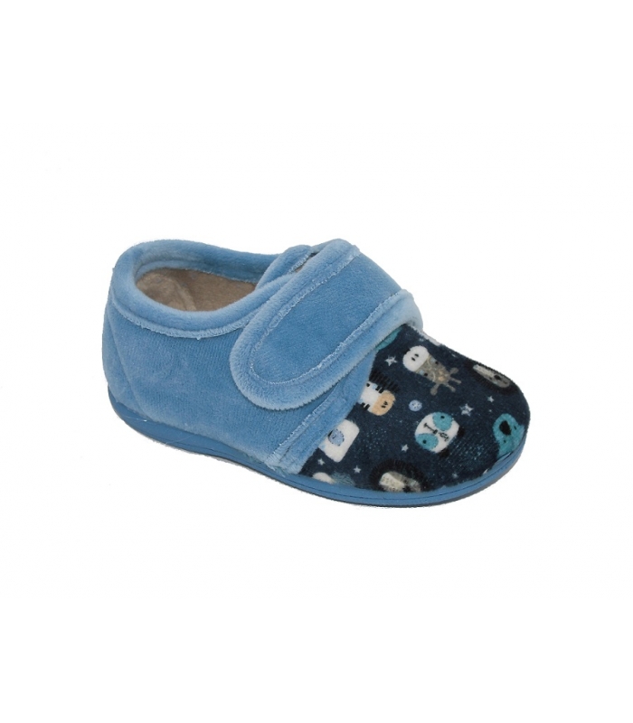 Zapatilla de casa azul animal