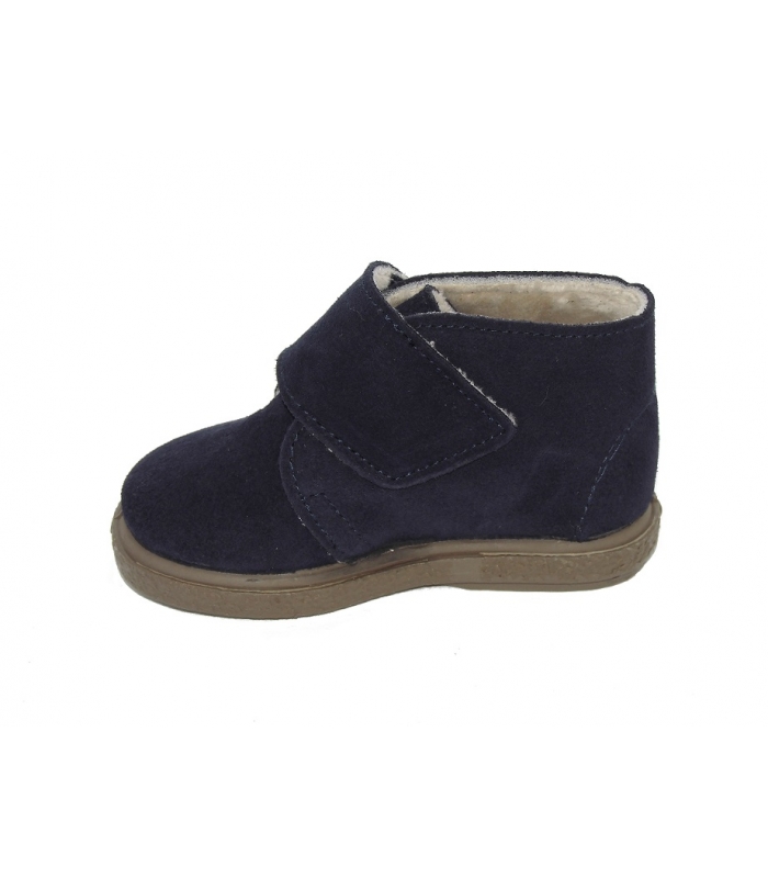 Bota serraje azul marino con pelo interior velcro