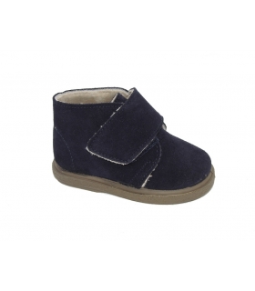Bota serraje azul marino con pelo interior velcro