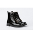 Bota militar charol negro cordones