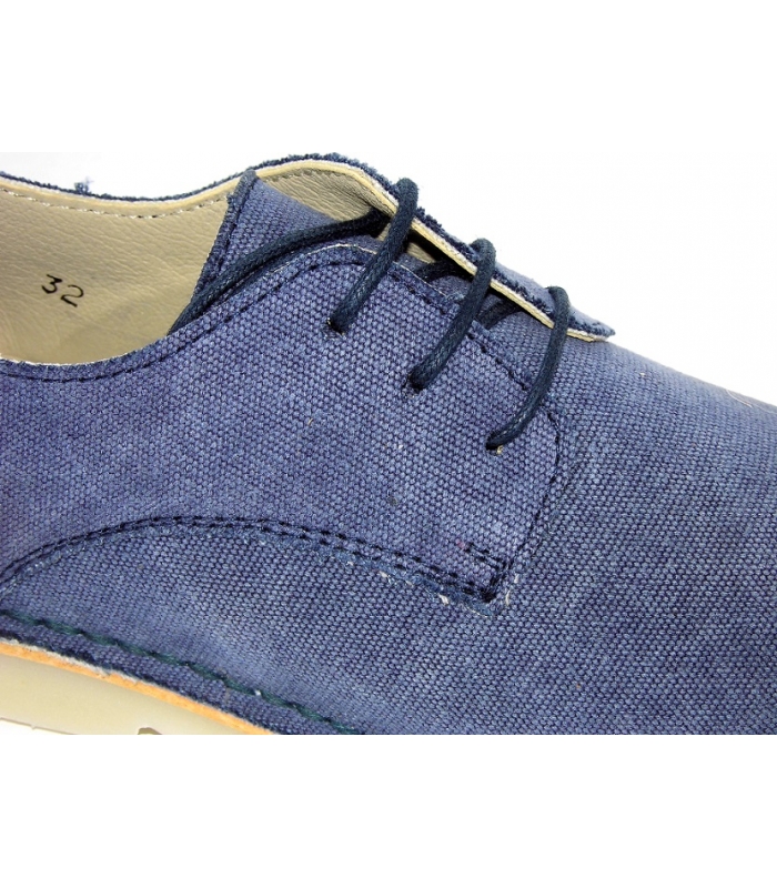 Zapato lino marino con cordones Atxa