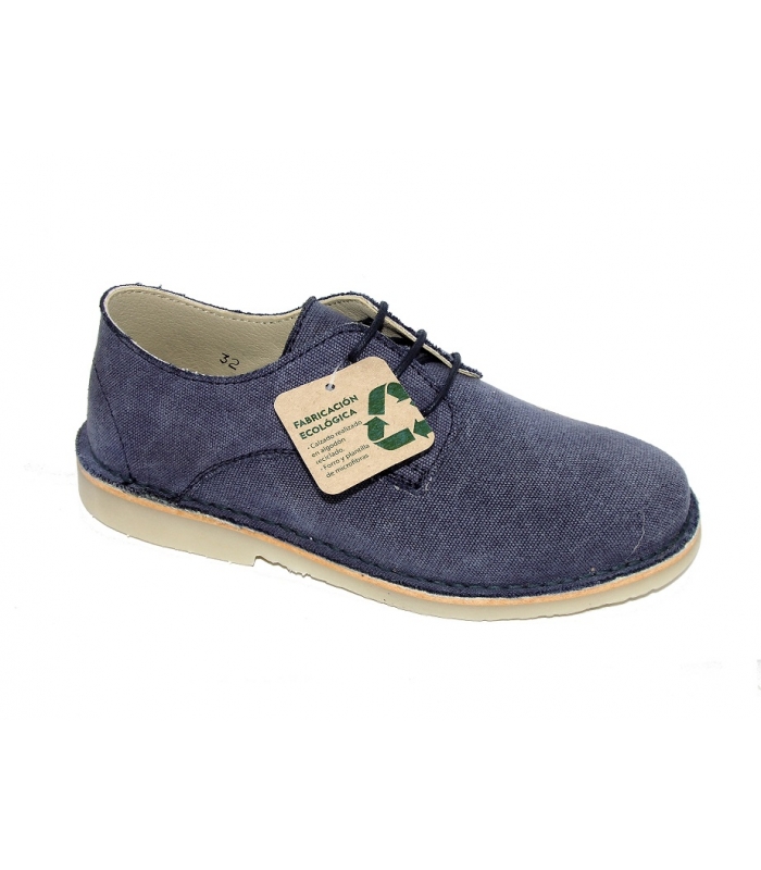 Zapato lino marino con cordones Atxa