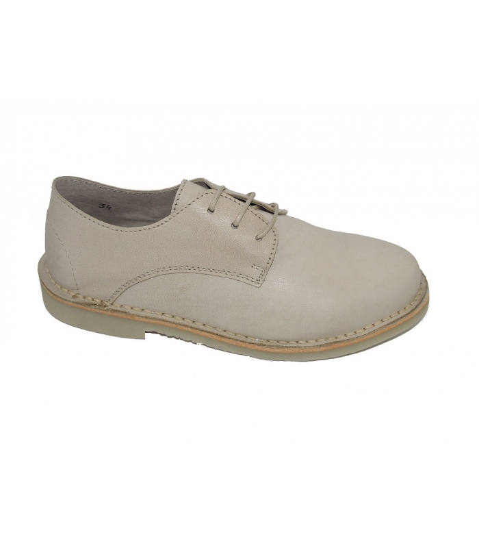 Zapato piel beige con cordones Atxa
