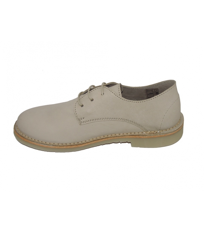 Zapato piel beige con cordones Atxa