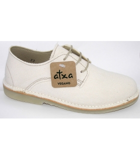 Zapato lino beige con cordones Atxa