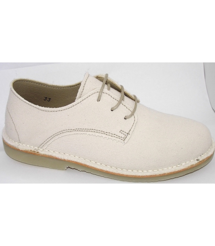 Zapato lino beige con cordones Atxa