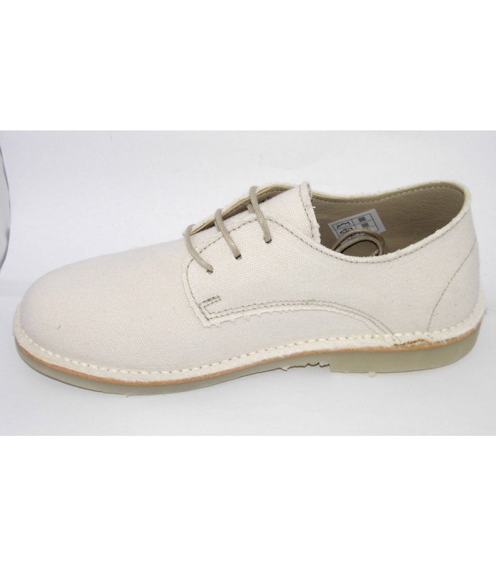 Zapato lino beige con cordones Atxa