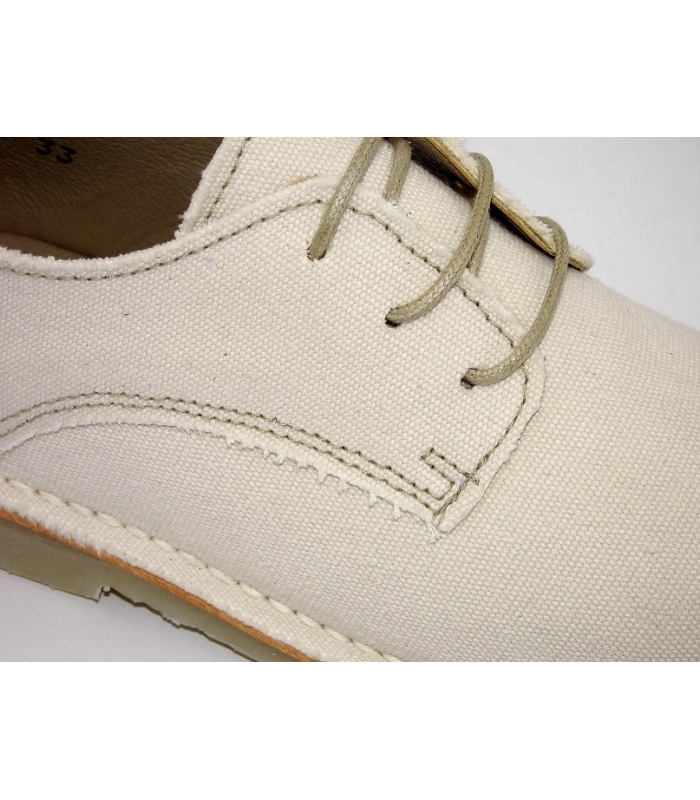 Zapato lino beige con cordones Atxa