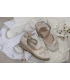 Esparteña topos beige flor encaje