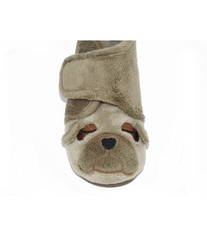 Zapatilla de casa beig perro