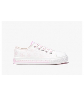 Zapatillas de lona blanco-fuxia margaritas Conguitos