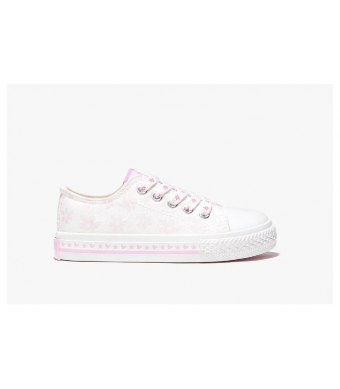 Zapatillas de lona blanco-fuxia margaritas Conguitos