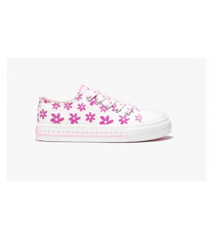 Zapatillas de lona blanco-fuxia margaritas Conguitos