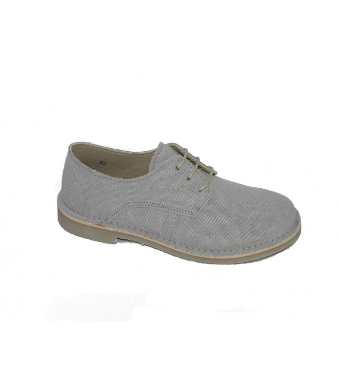 Zapato lino gris perla con cordones Atxa