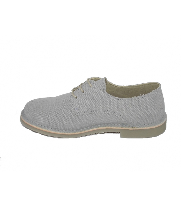 Zapato lino gris perla con cordones Atxa