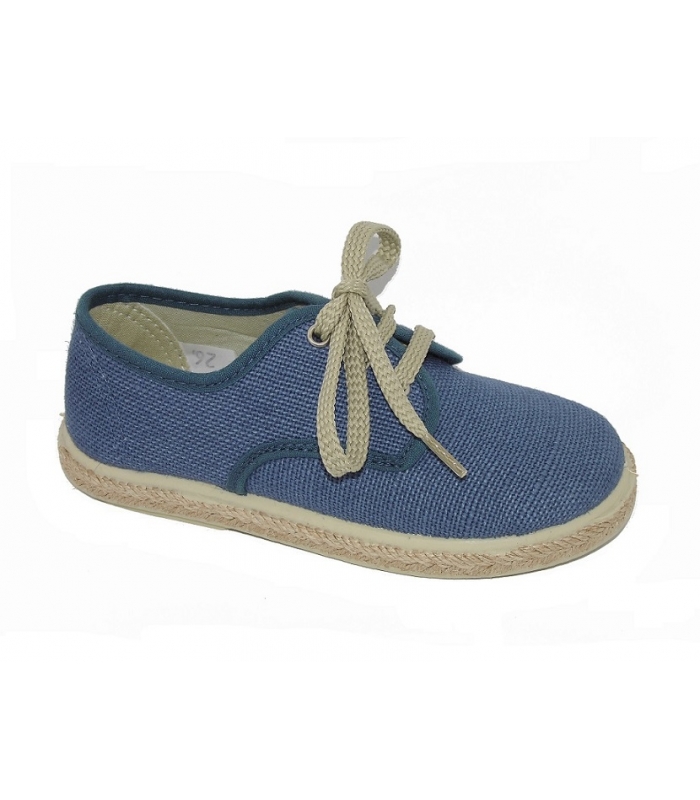 Esparteña lino índigo con cordones