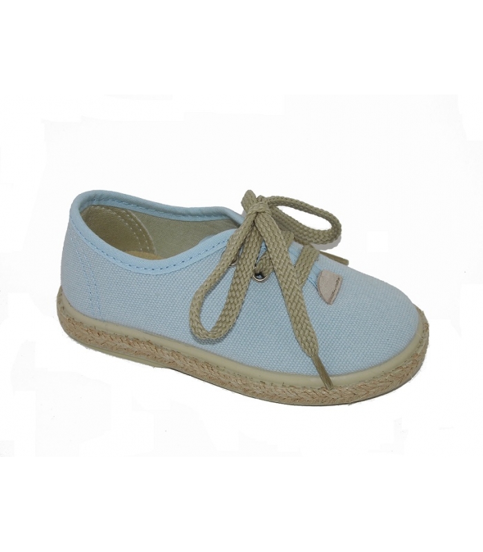 Esparteña piqué celeste con cordones
