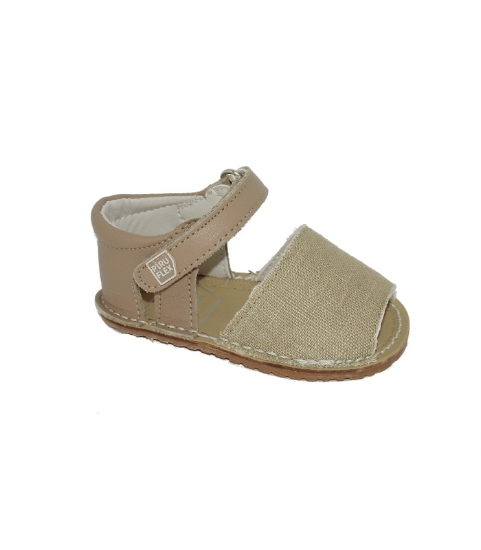 Menorquina piel-lino camel PIRUFLEX