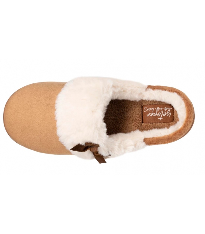 Zapatillas de casa camel con lazo Isotoner