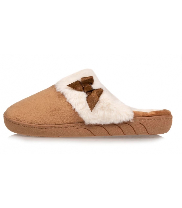Zapatillas de casa camel con lazo Isotoner
