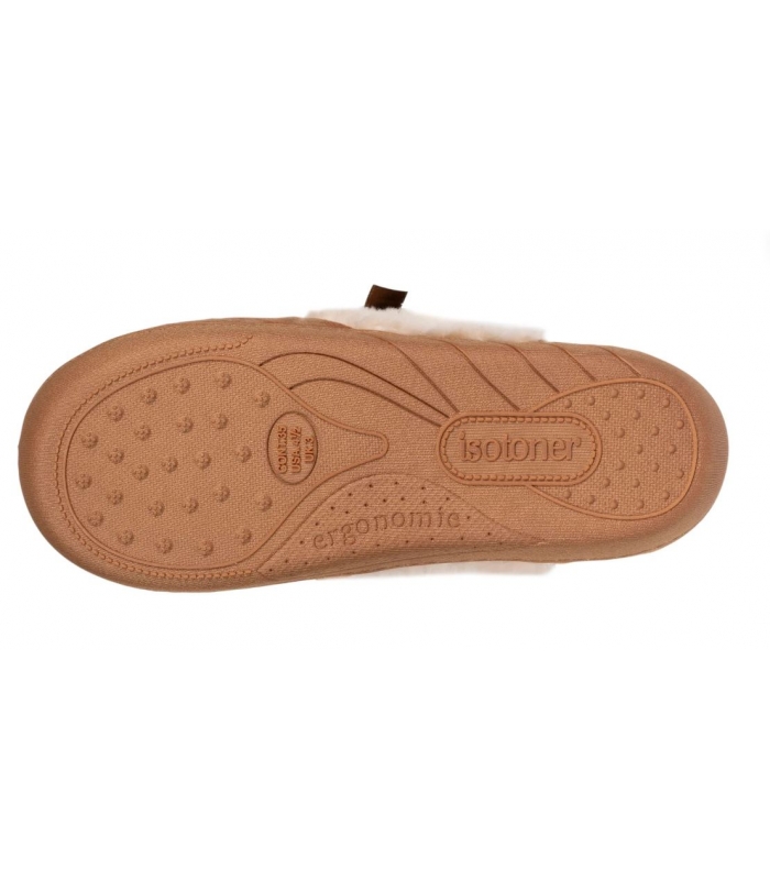 Zapatillas de casa camel con lazo Isotoner
