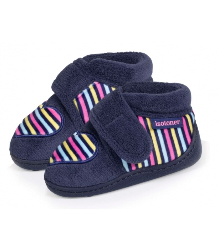 Zapatillas de casa azul marino corazón Isotoner