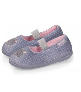 Zapatillas de casa bailarinas gris gato Isotoner
