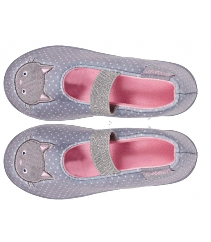 Zapatillas de casa bailarinas gris gato Isotoner