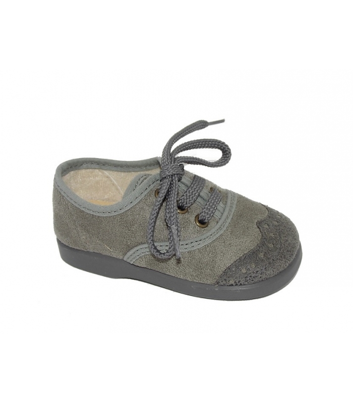 Zapato blucher ante gris
