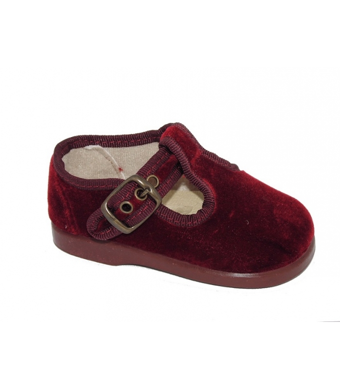 Zapato pepito terciopelo burdeos